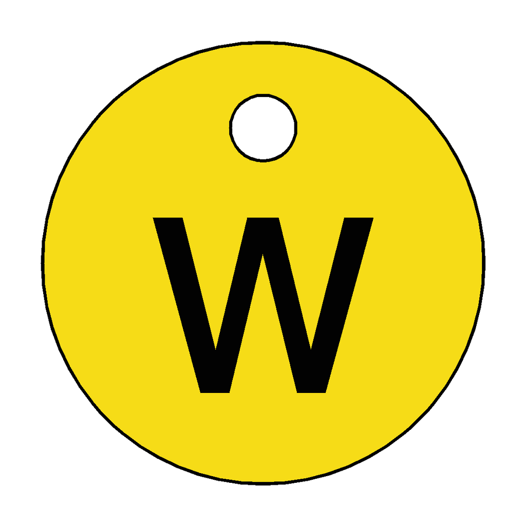 Traffolyte Yellow / Black Letter W Valve Tag