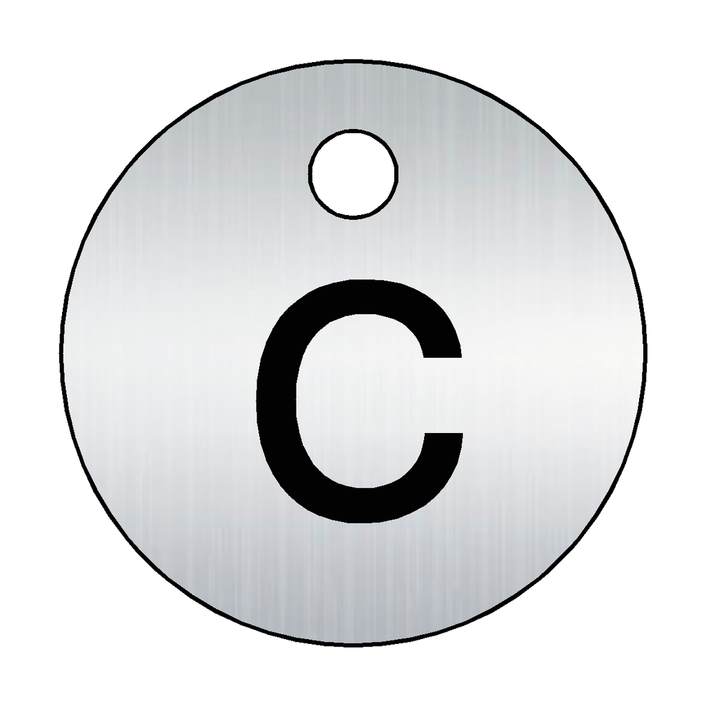 Traffolyte Brushed Silver / Black Letter C Valve Tag