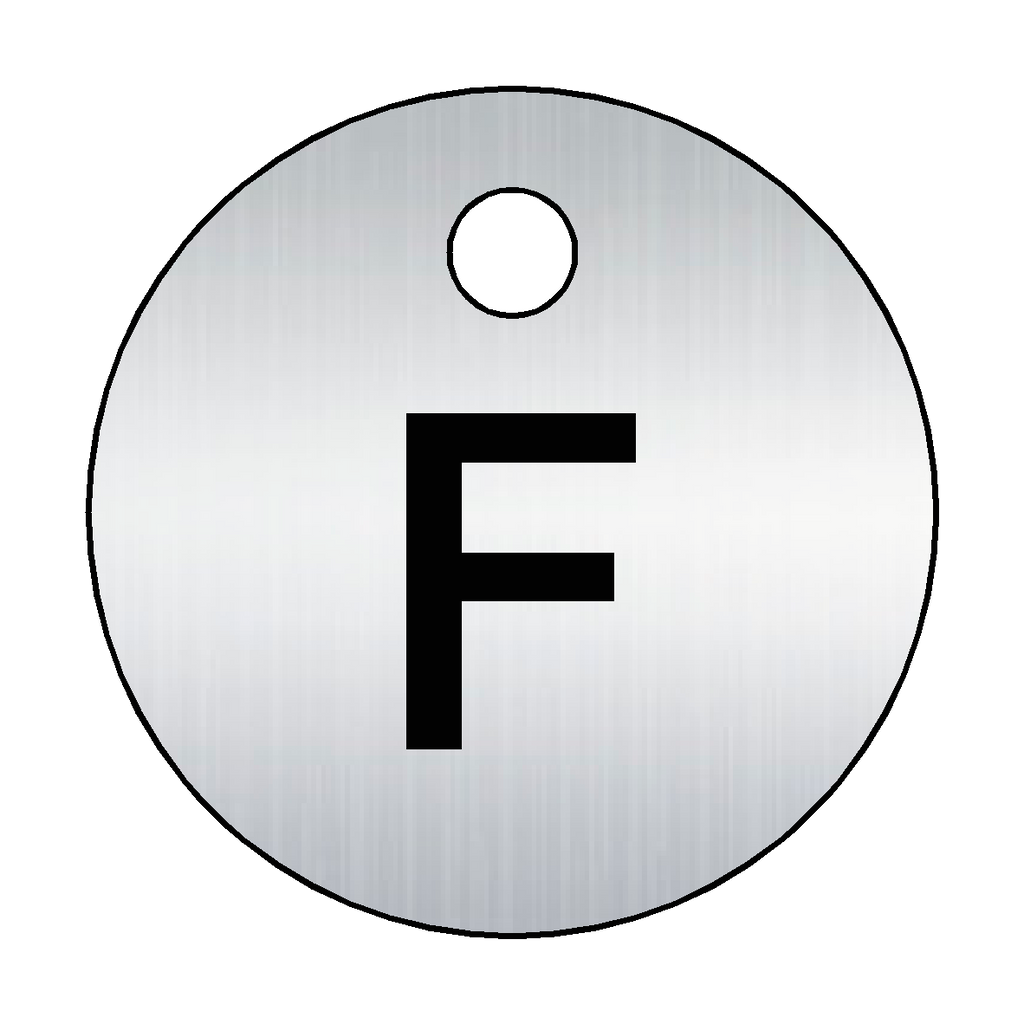 Traffolyte Brushed Silver / Black Letter F Valve Tag