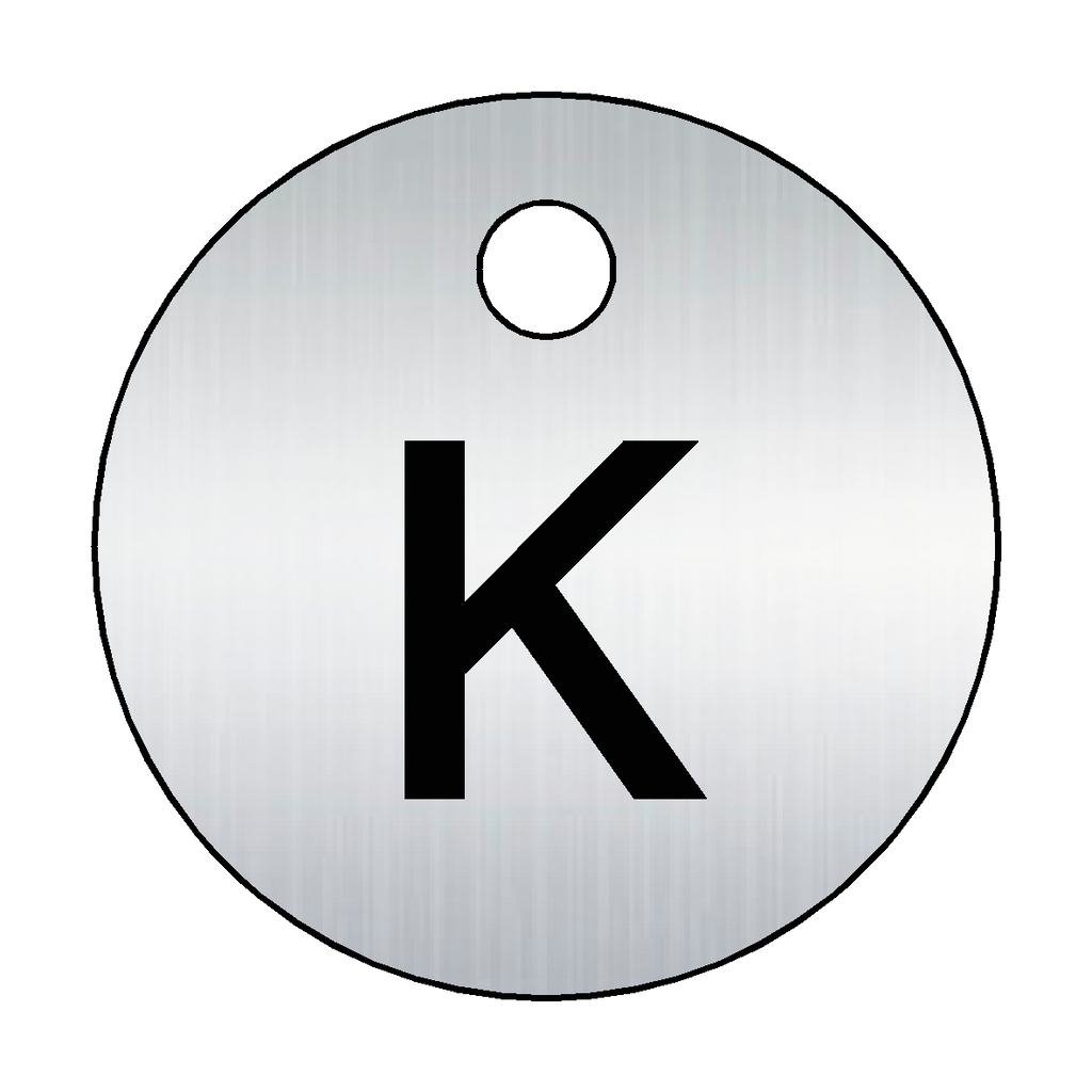 Traffolyte Brushed Silver / Black Letter K Valve Tag