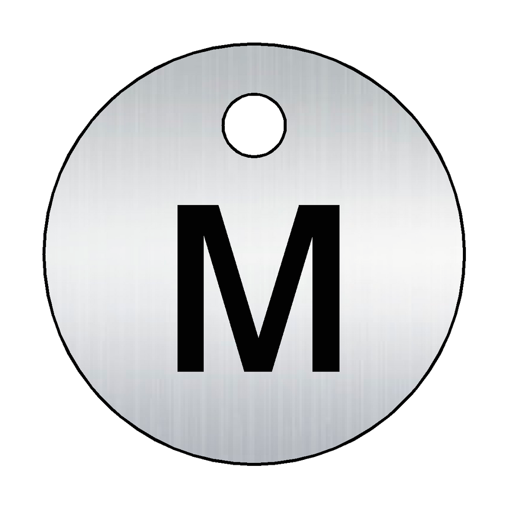 Traffolyte Brushed Silver / Black Letter M Valve Tag