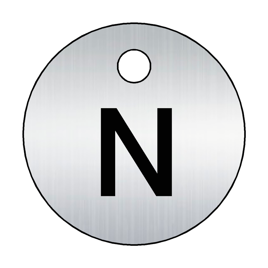 Traffolyte Brushed Silver / Black Letter N Valve Tag