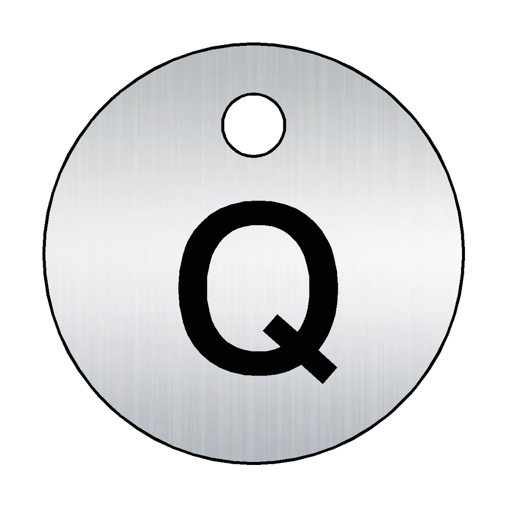 Traffolyte Brushed Silver / Black Letter Q Valve Tag