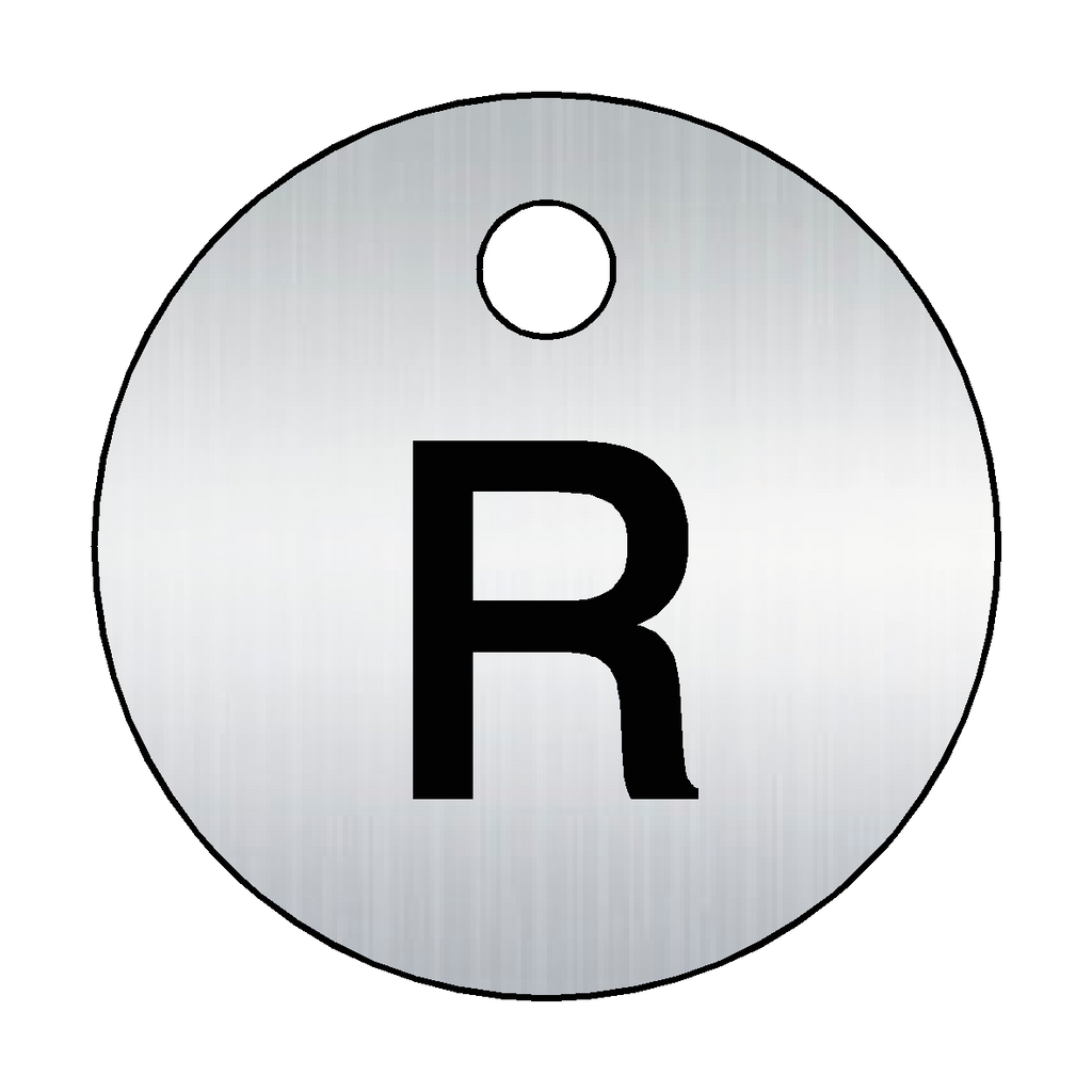 Traffolyte Brushed Silver / Black Letter R Valve Tag
