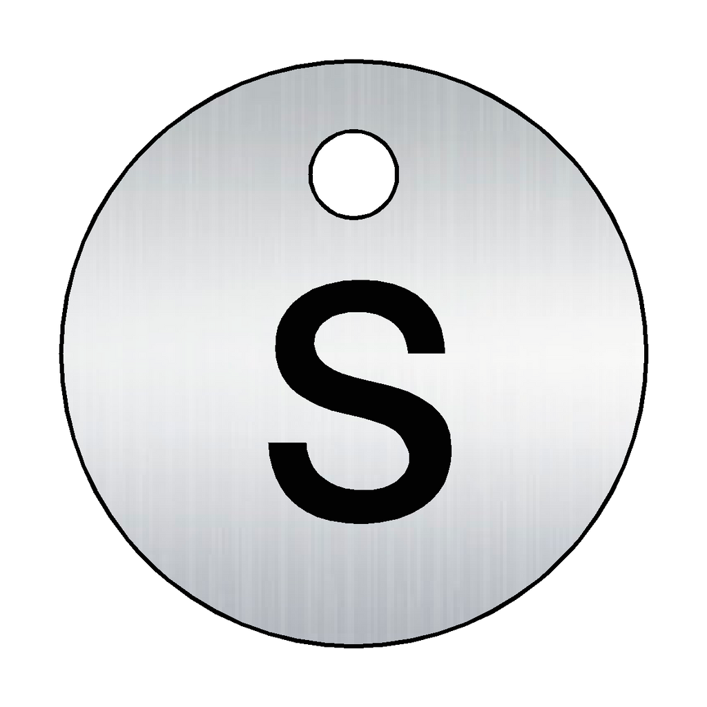 Traffolyte Brushed Silver / Black Letter S Valve Tag