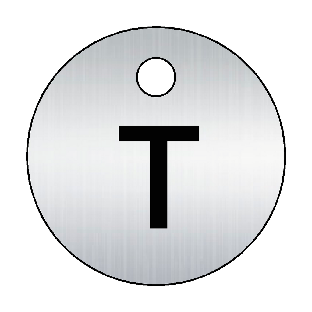 Traffolyte Brushed Silver / Black Letter T Valve Tag
