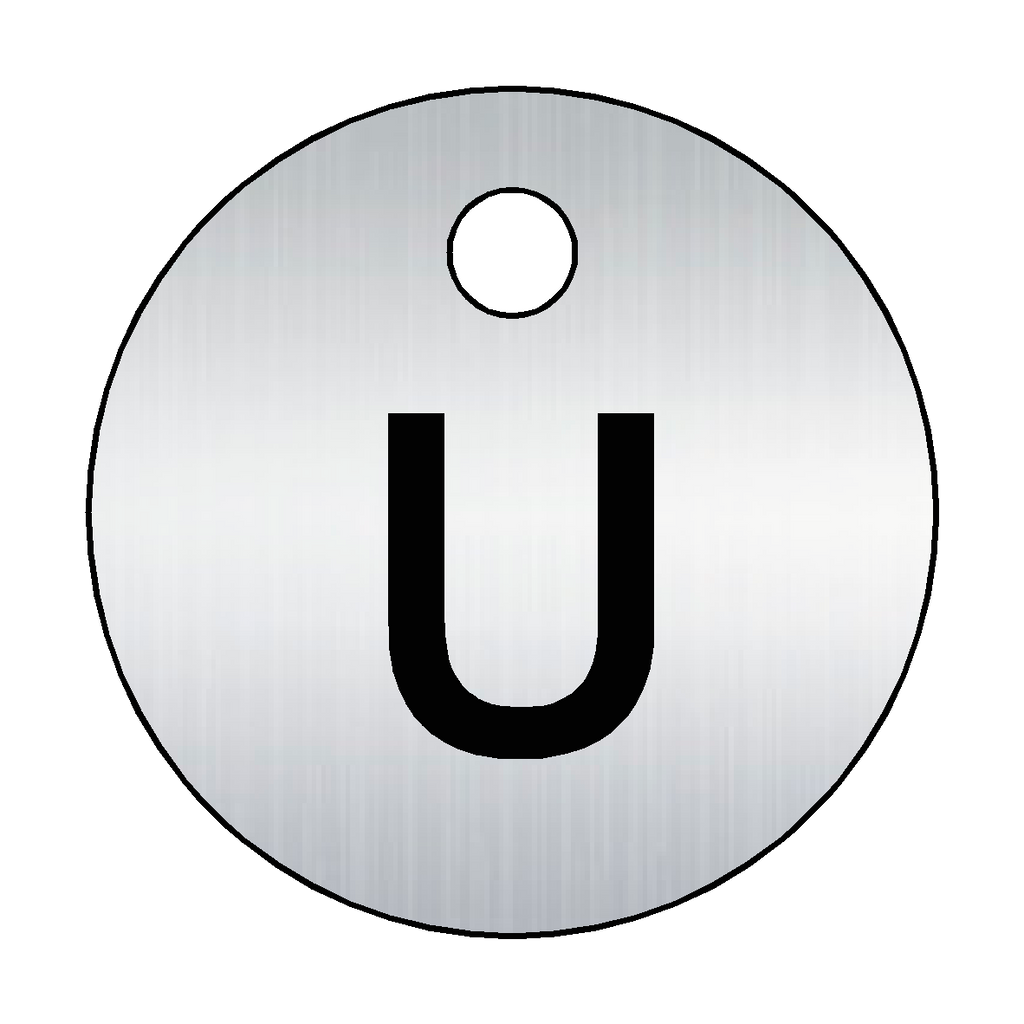 Traffolyte Brushed Silver / Black Letter U Valve Tag