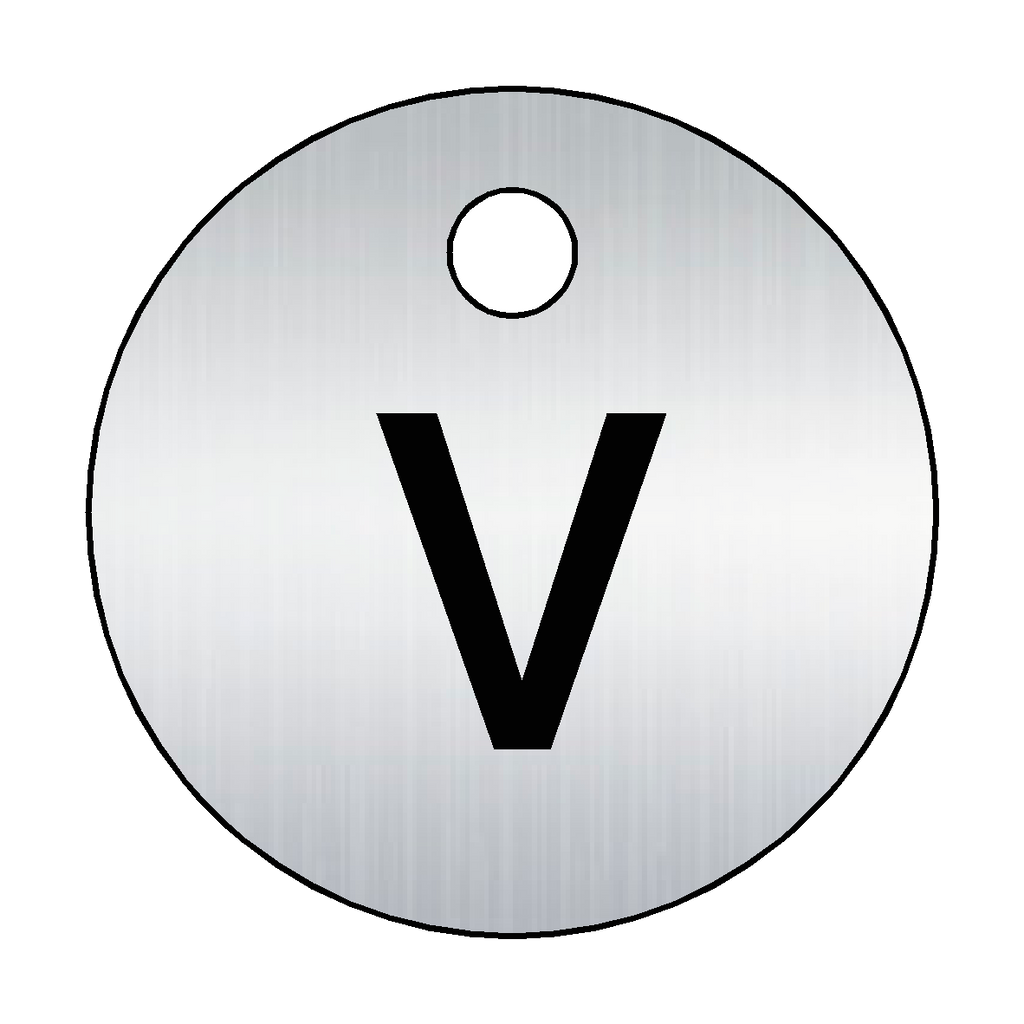 Traffolyte Brushed Silver / Black Letter V Valve Tag