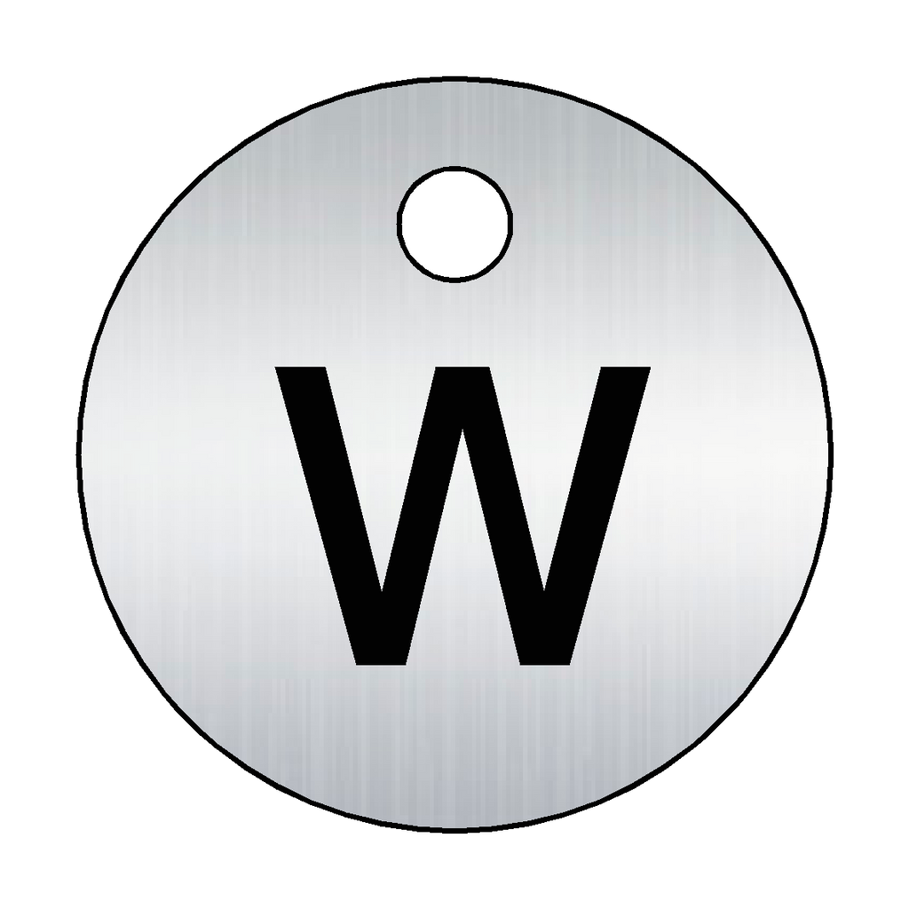 Traffolyte Brushed Silver / Black Letter W Valve Tag