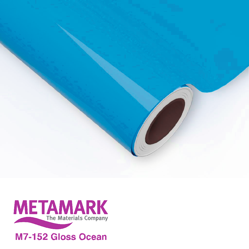 610mm Metamark M7-152 Ocean Gloss Vinyl roll, vibrant blue adhesive film for signage and vehicle graphics.