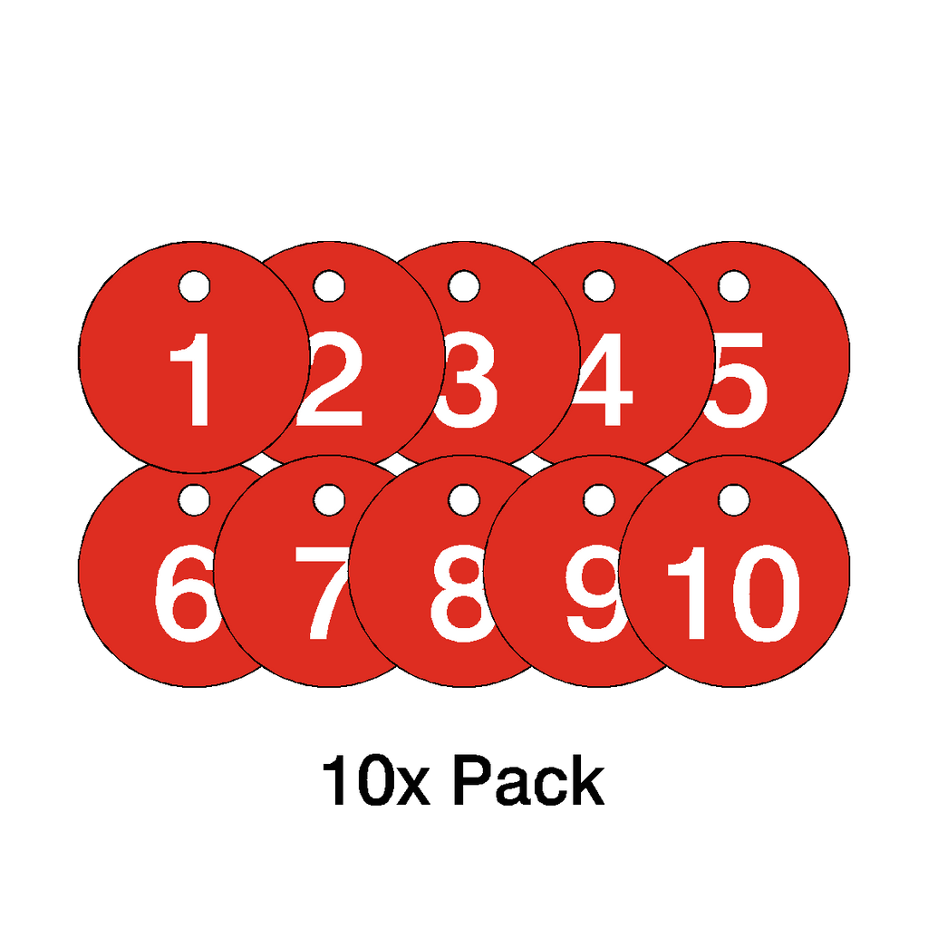 Traffolyte Red / White Number Valve Tags – 10 Pack