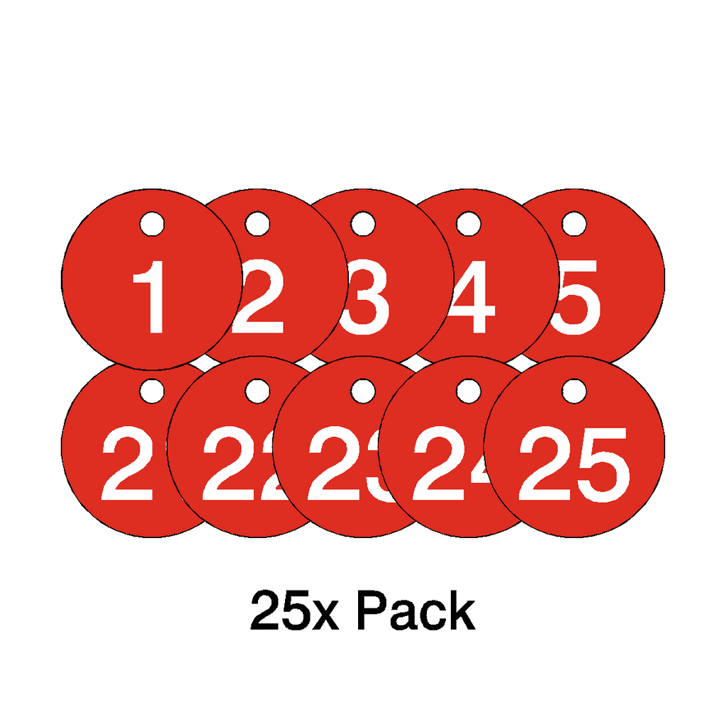 Traffolyte Red / White Number Valve Tags – 25 Pack