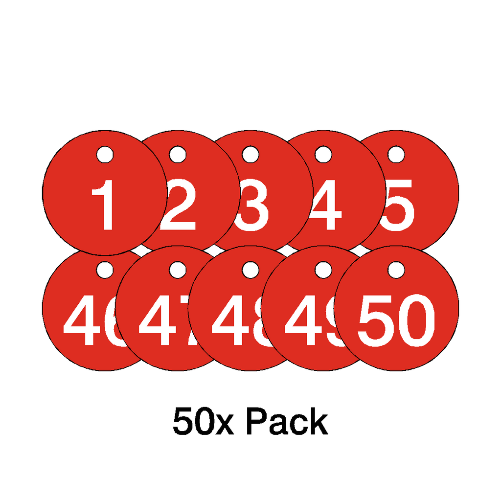 Traffolyte Red / White Number Valve Tags – 50 Pack