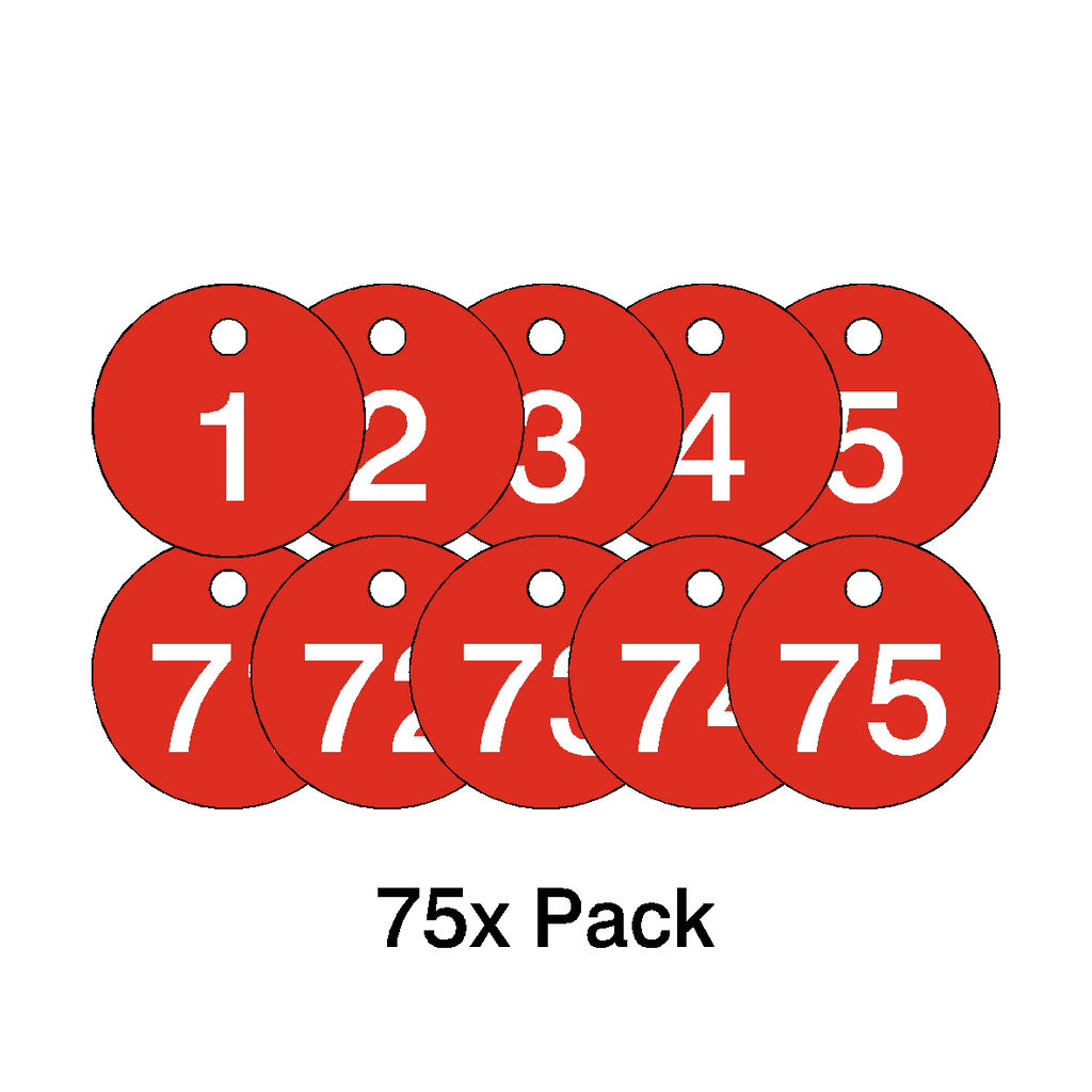 Traffolyte Red / White Number Valve Tags – 75 Pack