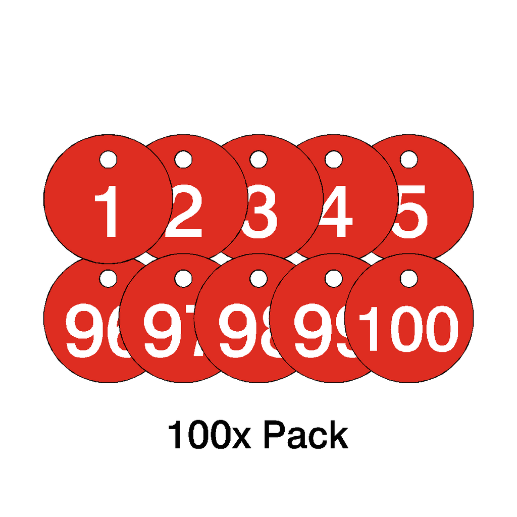 Traffolyte Red / White Number Valve Tags – 100 Pack