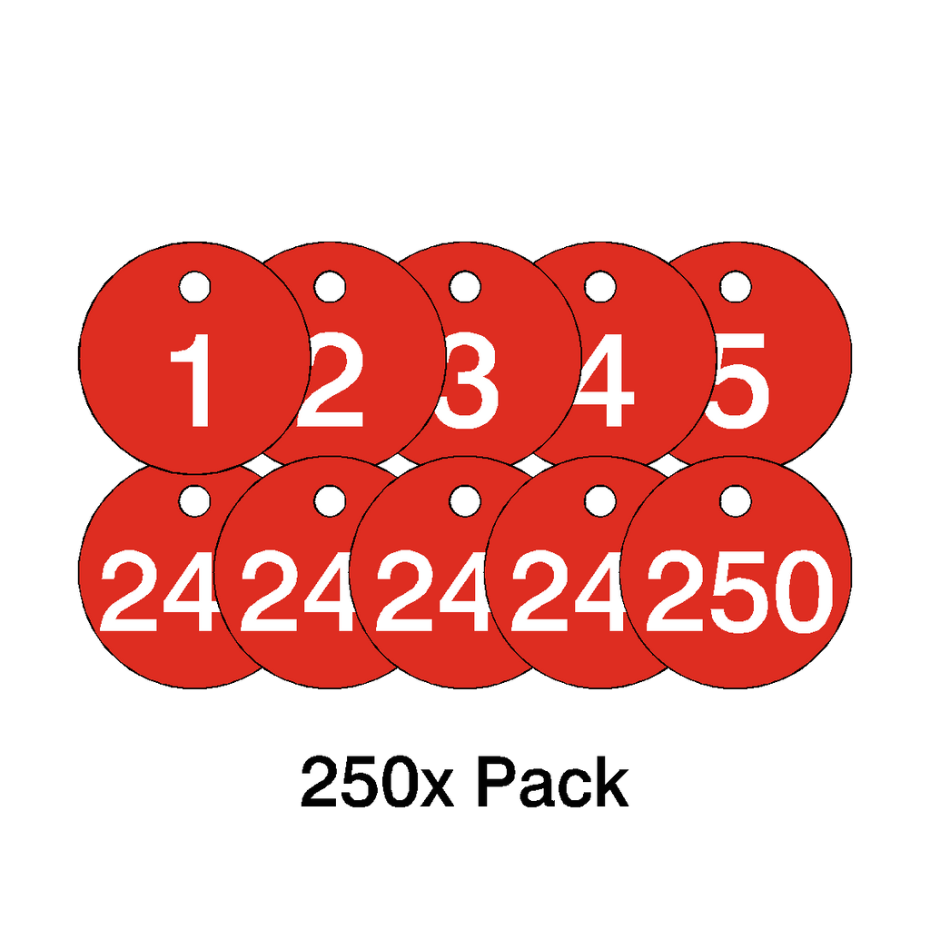 Traffolyte Red / White Number Valve Tags – 250 Pack