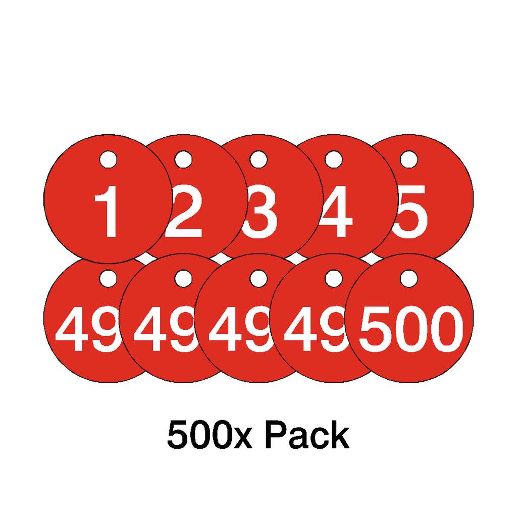 Traffolyte Red / White Number Valve Tags – 500 Pack