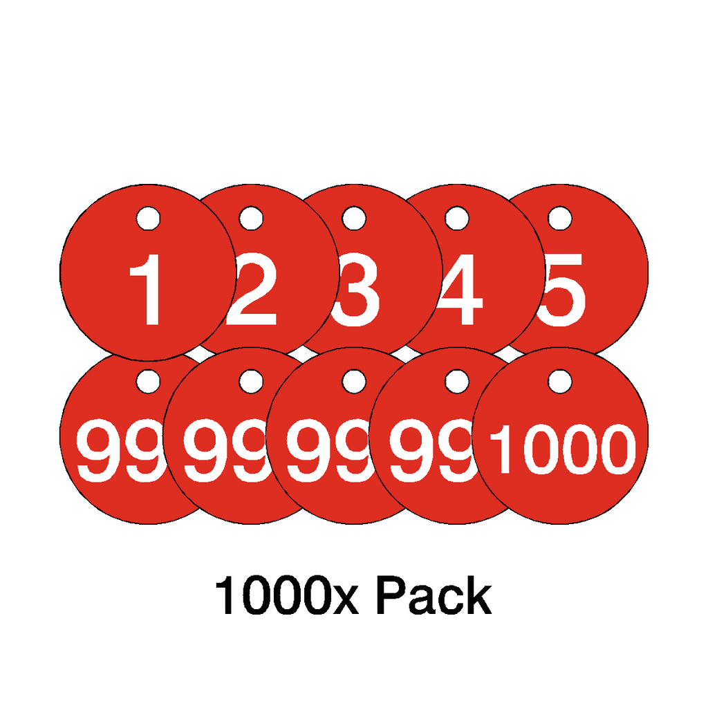 Traffolyte Red / White Number Valve Tags – 1000 Pack