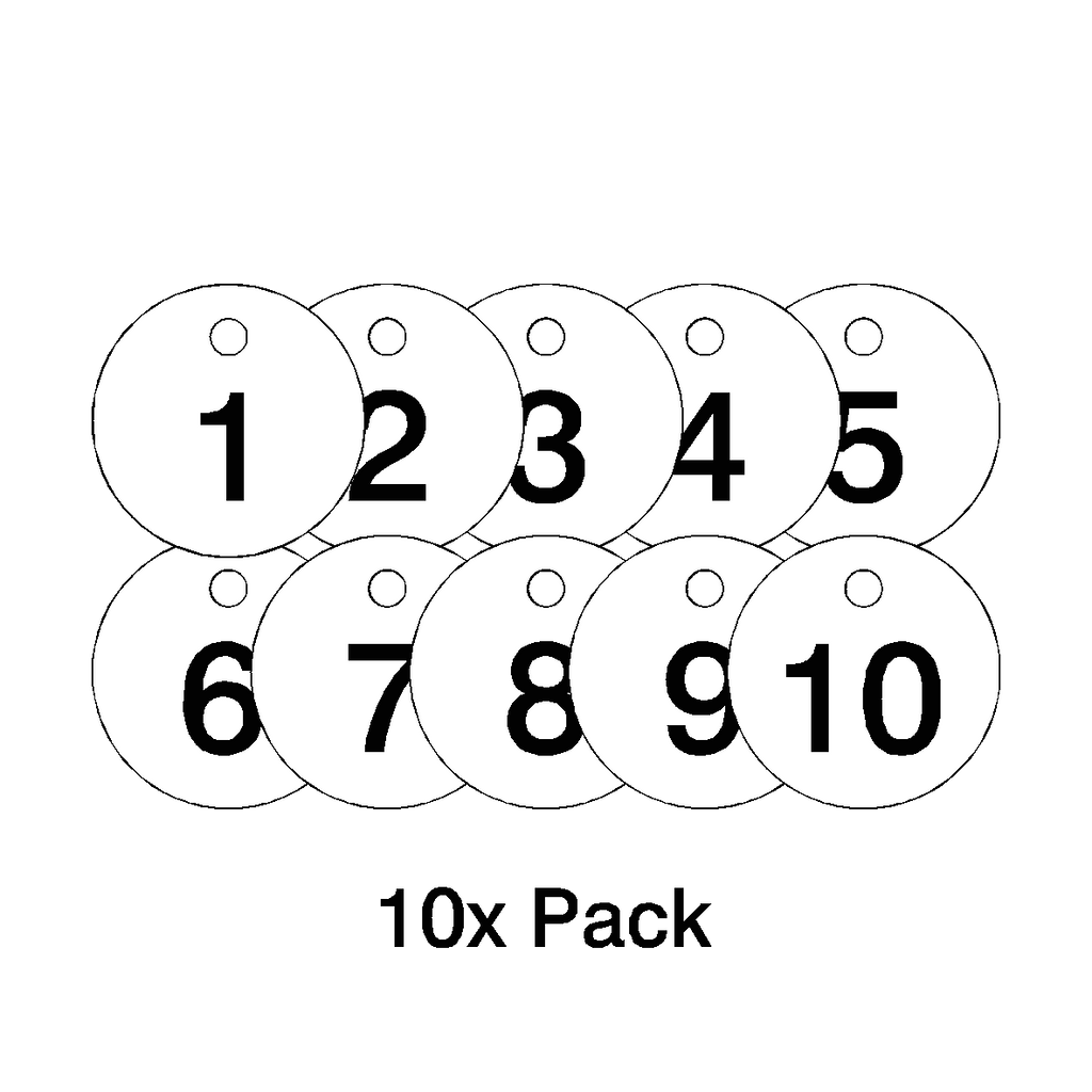 Traffolyte White / Black Number Valve Tags – 10 Pack