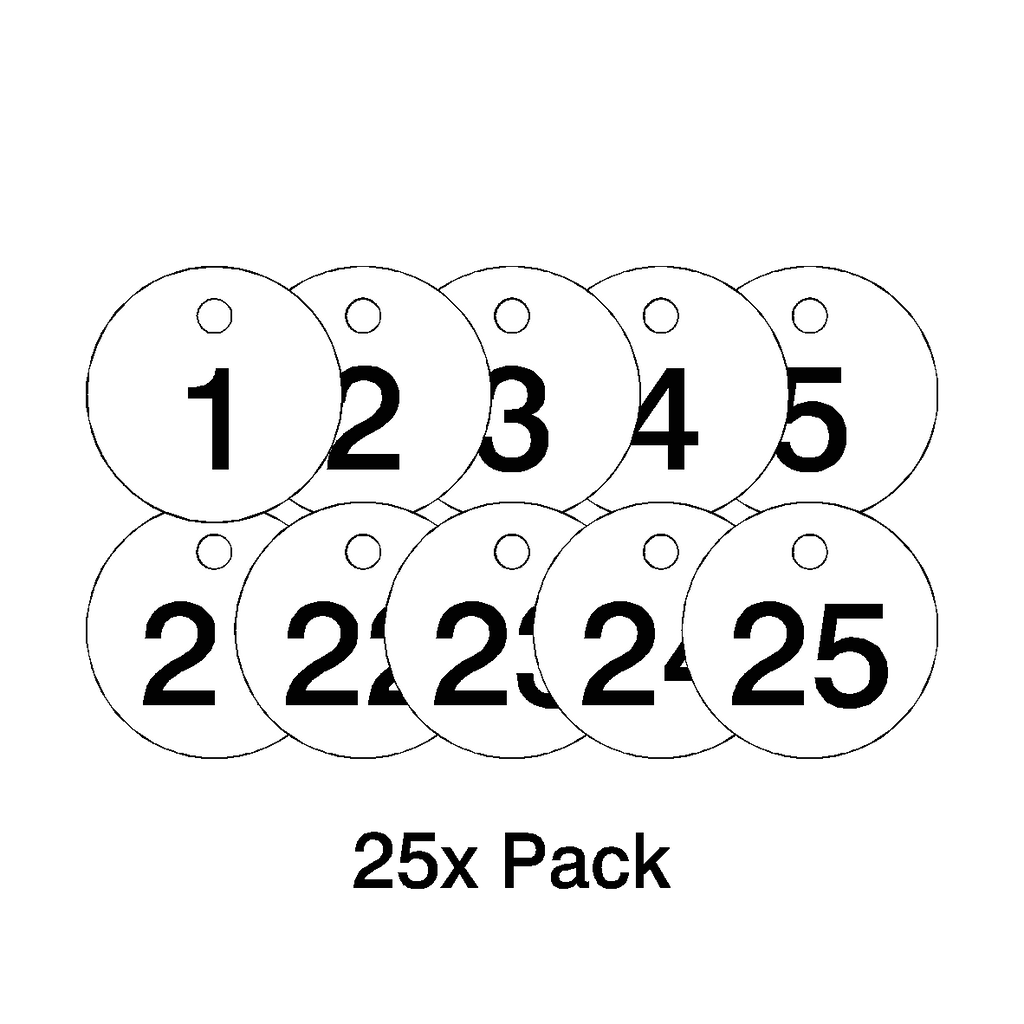 Traffolyte White / Black Number Valve Tags – 25 Pack