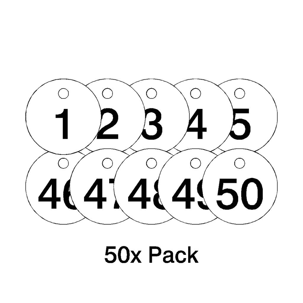 Traffolyte White / Black Number Valve Tags – 50 Pack