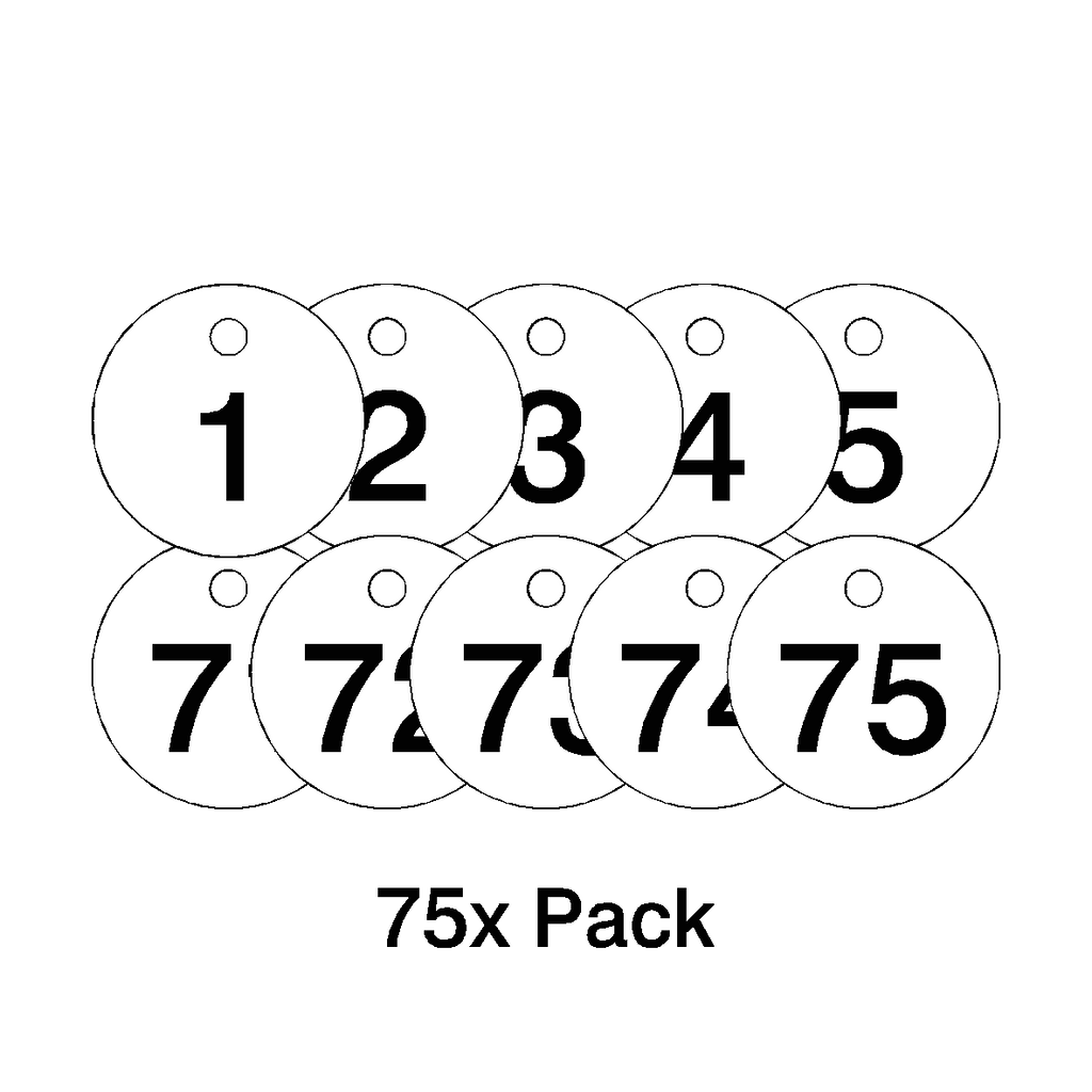 Traffolyte White / Black Number Valve Tags – 75 Pack