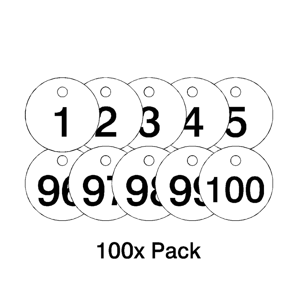 Traffolyte White / Black Number Valve Tags – 100 Pack