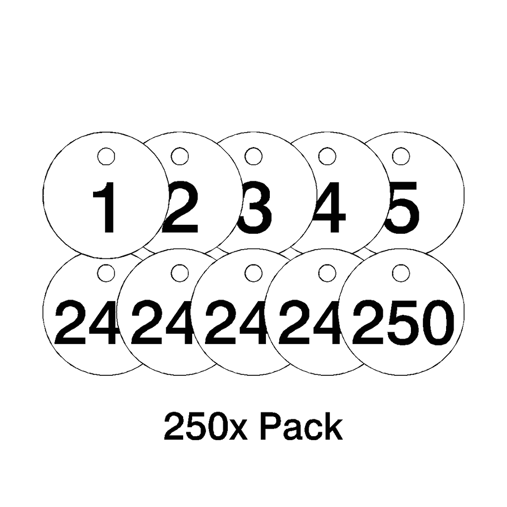 Traffolyte White / Black Number Valve Tags – 250 Pack