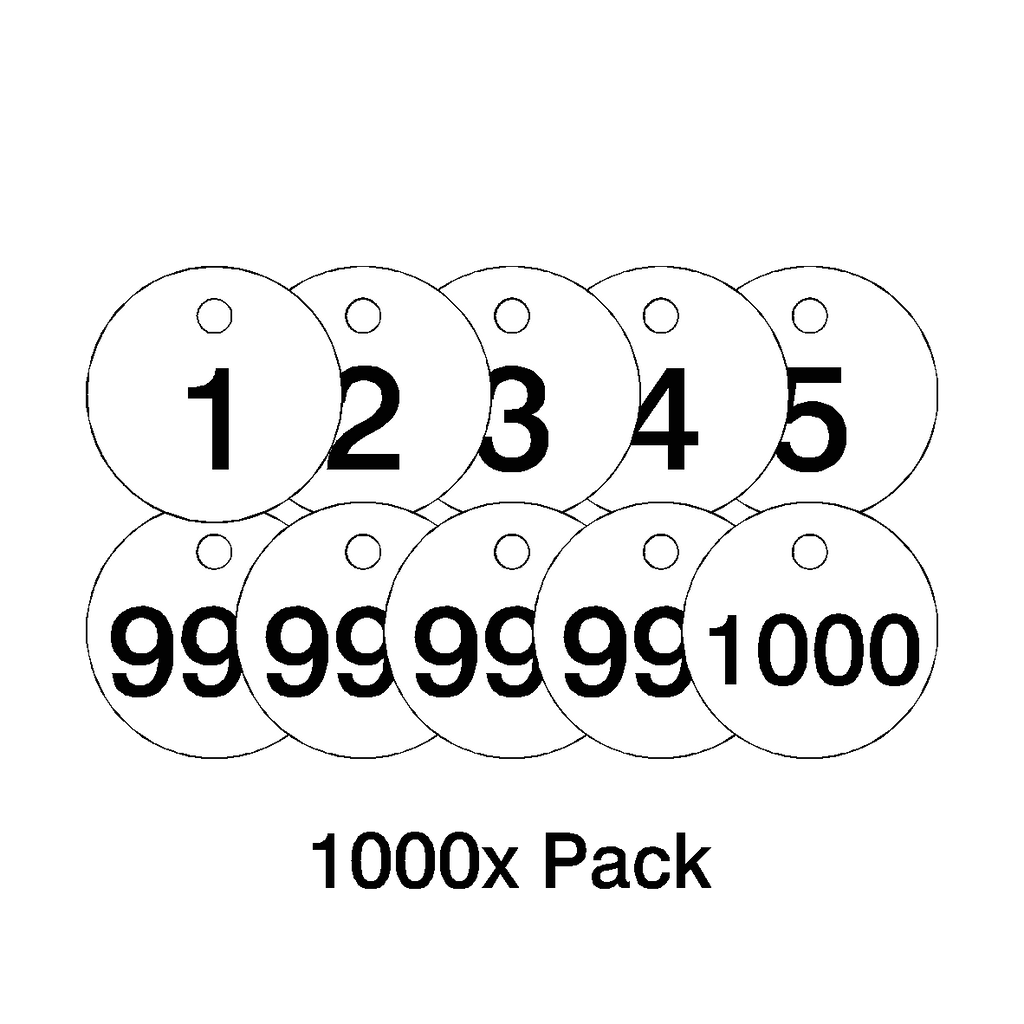 Traffolyte White / Black Number Valve Tags – 1000 Pack
