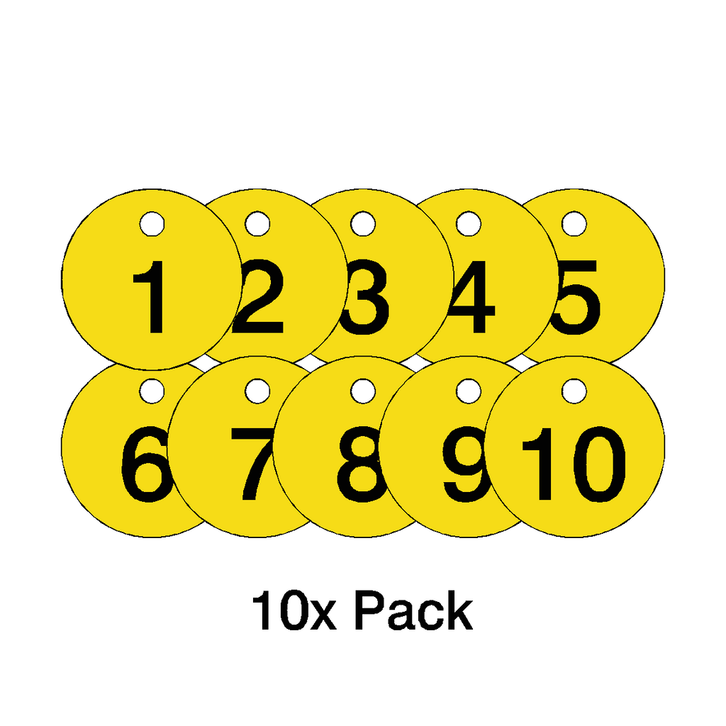 Traffolyte Yellow / Black Number Valve Tags – 10 Pack