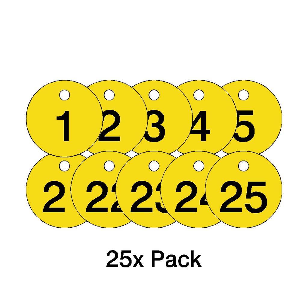 Traffolyte Yellow / Black Number Valve Tags – 25 Pack