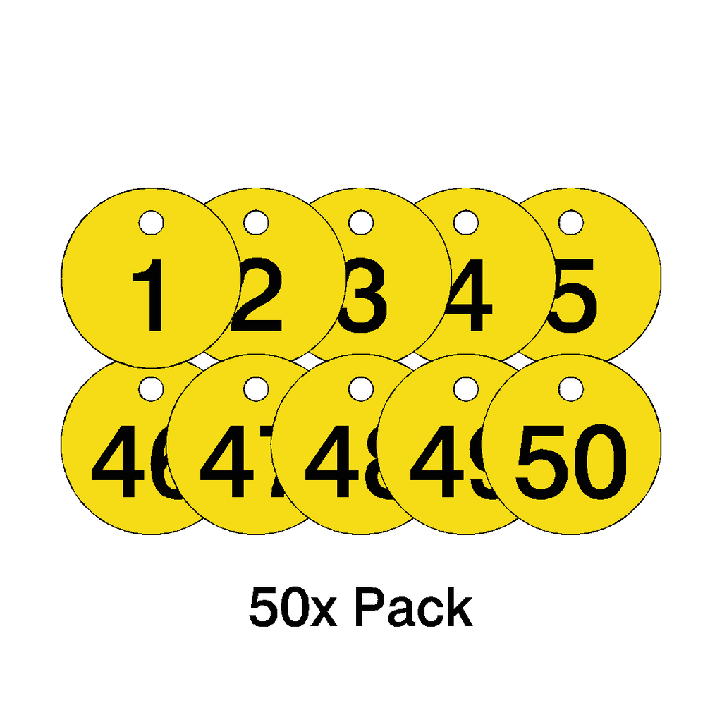 Traffolyte Yellow / Black Number Valve Tags – 50 Pack
