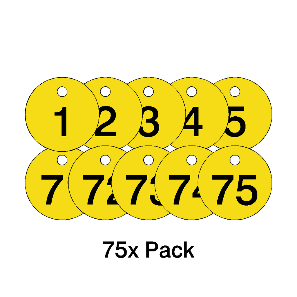 Traffolyte Yellow / Black Number Valve Tags – 75 Pack