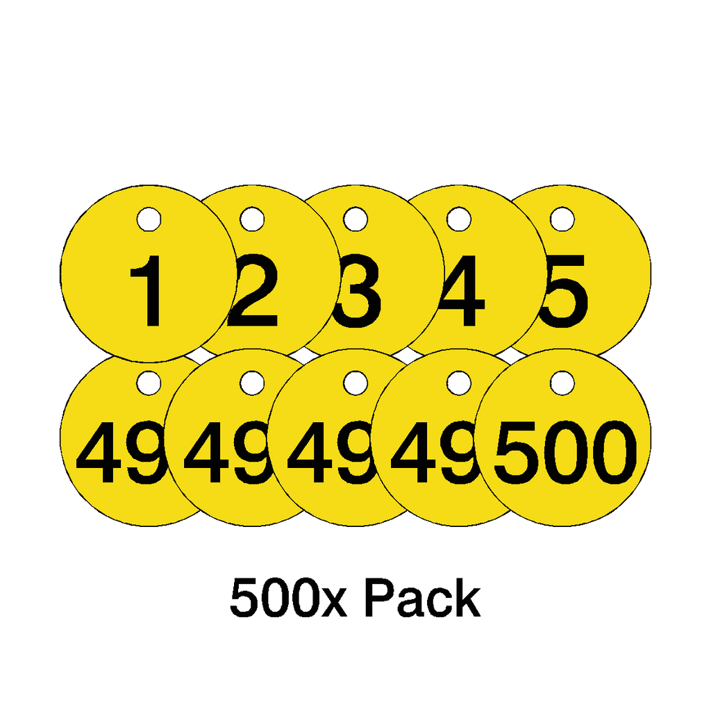 Traffolyte Yellow / Black Number Valve Tags – 500 Pack