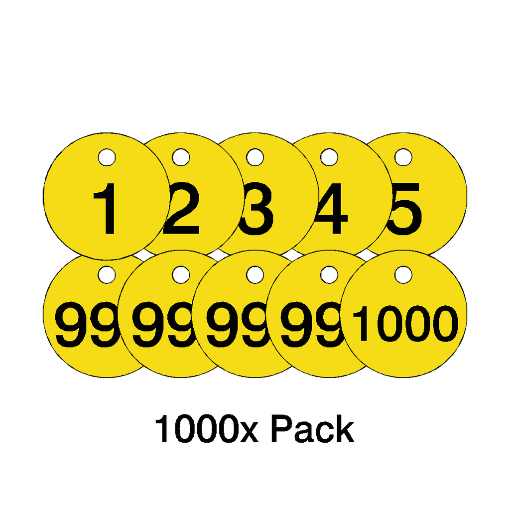 Traffolyte Yellow / Black Number Valve Tags – 1000 Pack
