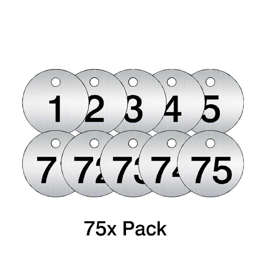 Traffolyte Brushed Silver / Black Number Valve Tags – 75 Pack