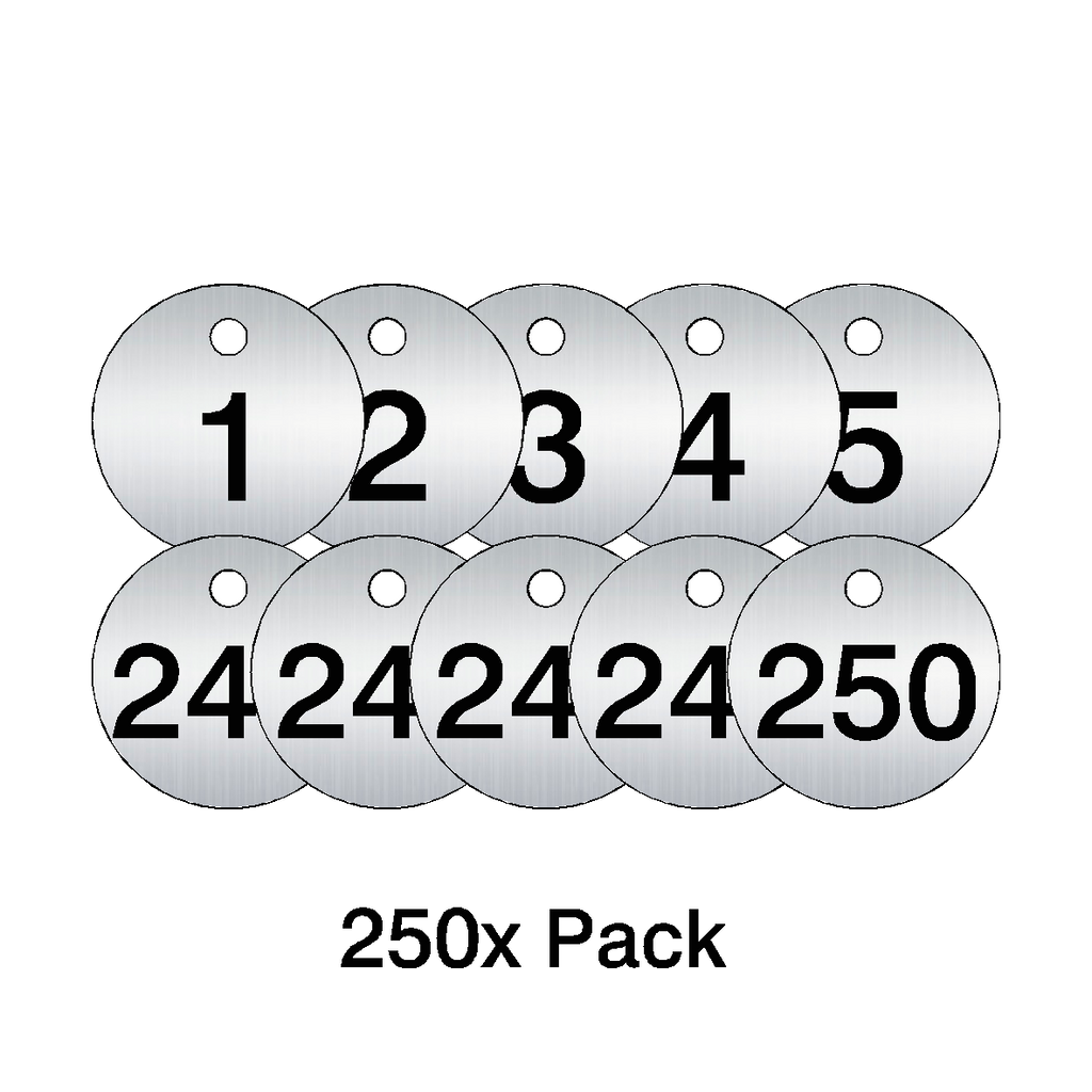 Traffolyte Brushed Silver / Black Number Valve Tags – 250 Pack