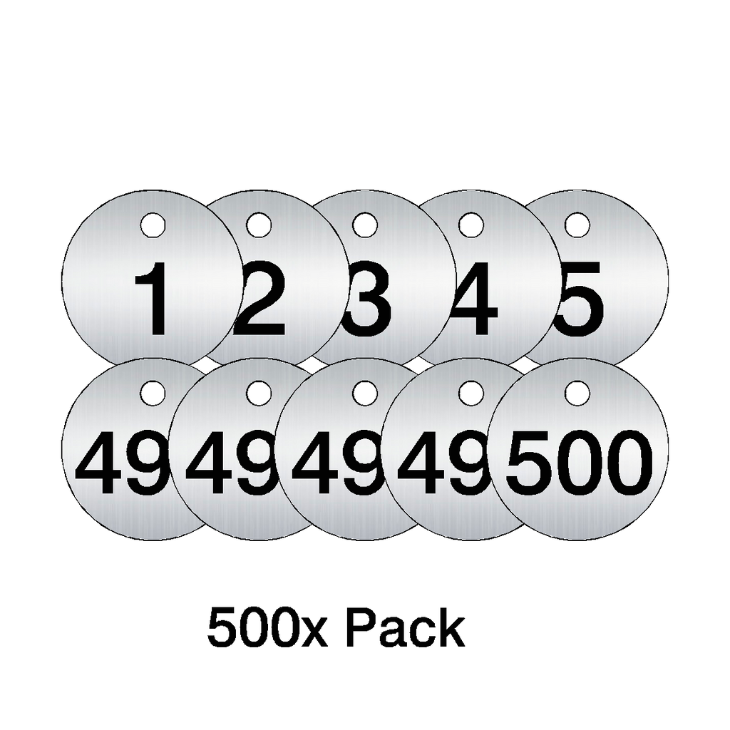 Traffolyte Brushed Silver / Black Number Valve Tags – 500 Pack