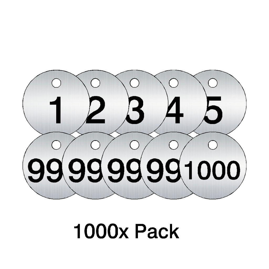 Traffolyte Brushed Silver / Black Number Valve Tags – 1000 Pack