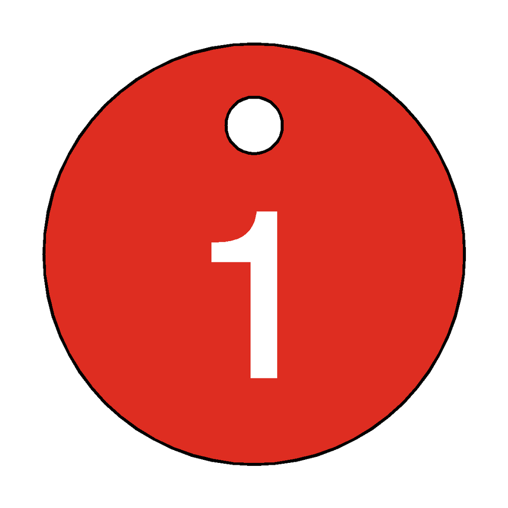 Traffolyte Red / White Number 1 Valve Tag