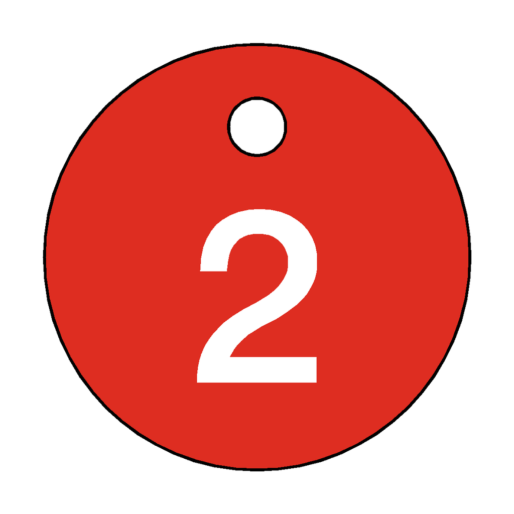 Traffolyte Red / White Number 2 Valve Tag
