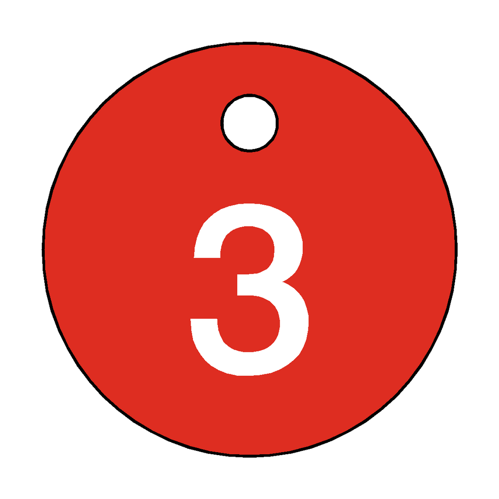 Traffolyte Red / White Number 3 Valve Tag