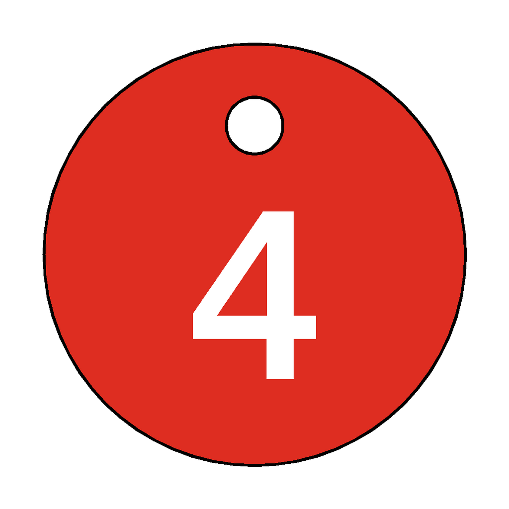 Traffolyte Red / White Number 4 Valve Tag