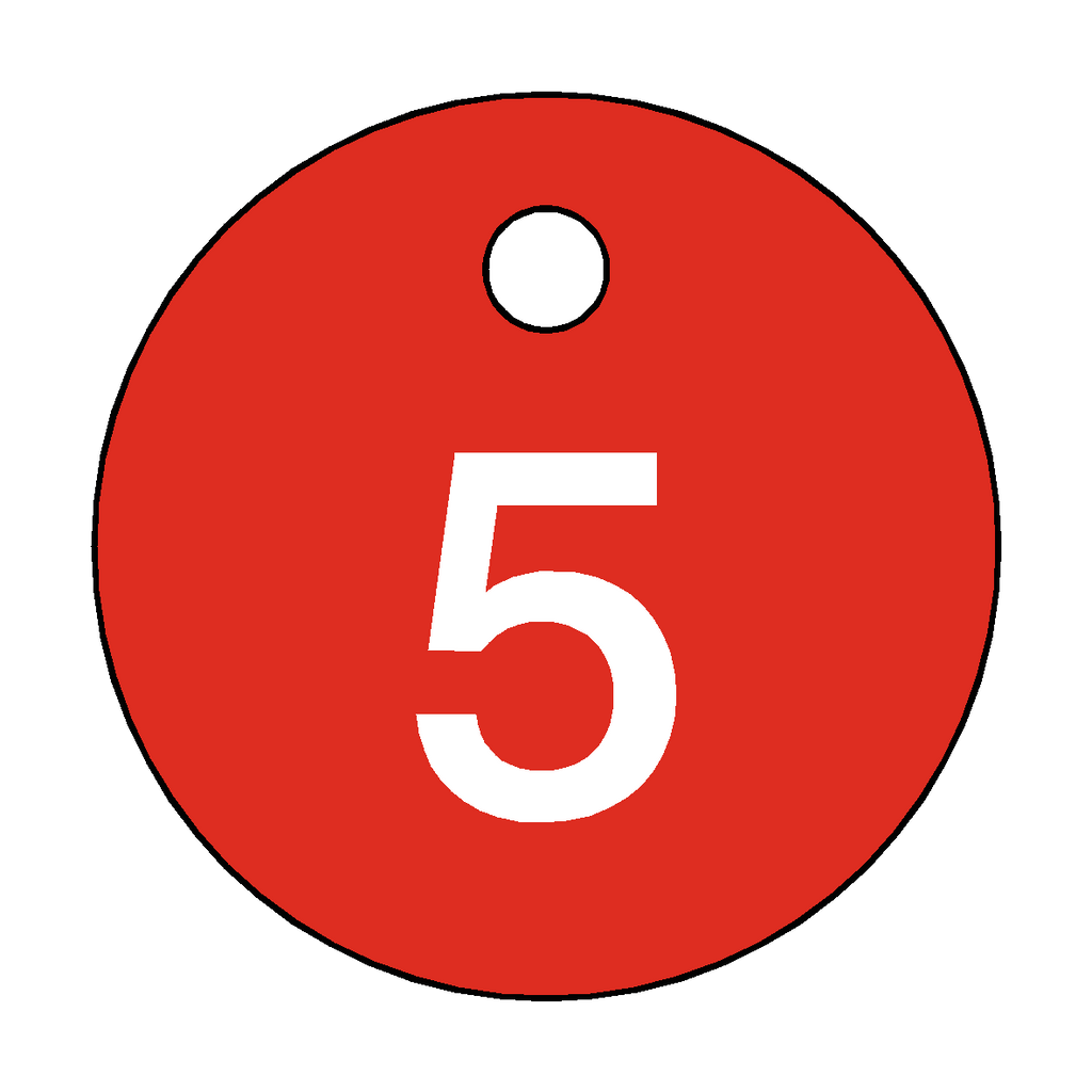 Traffolyte Red / White Number 5 Valve Tag