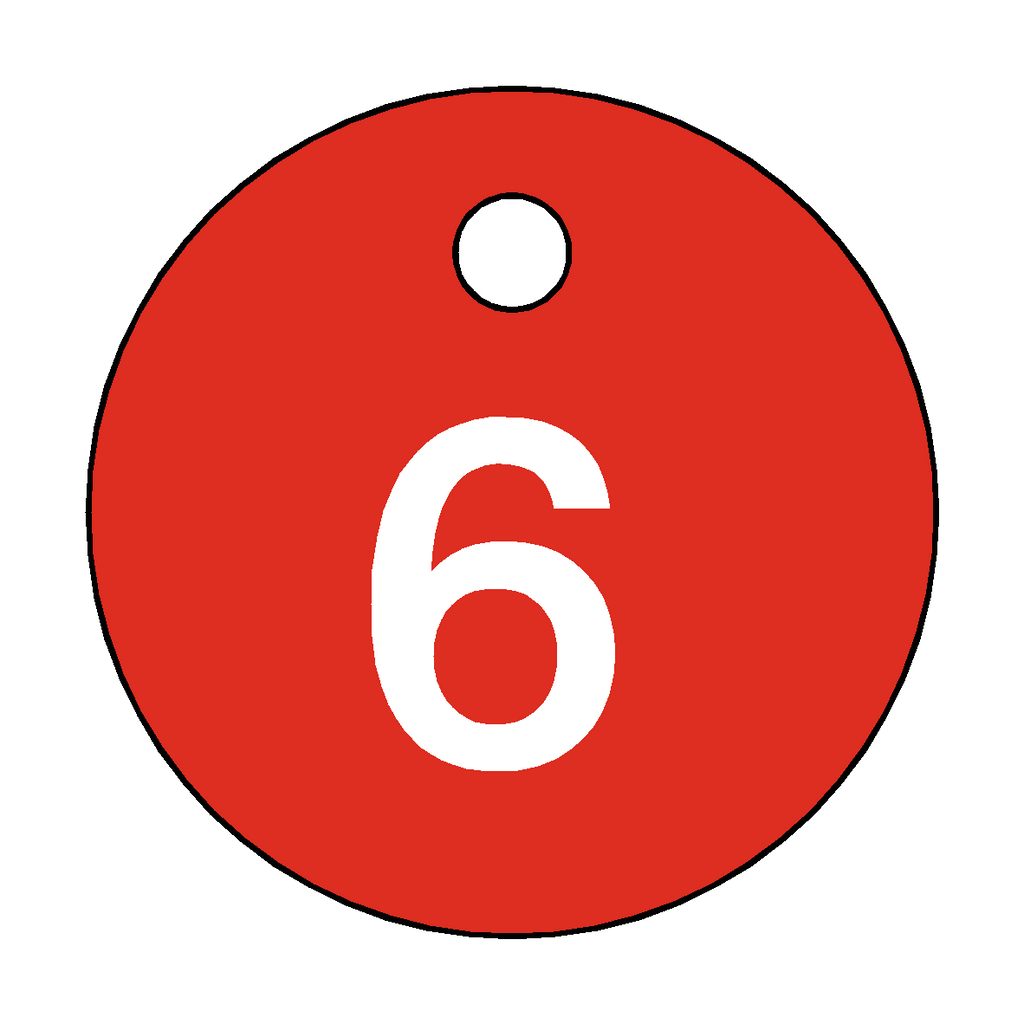 Traffolyte Red / White Number 6 Valve Tag