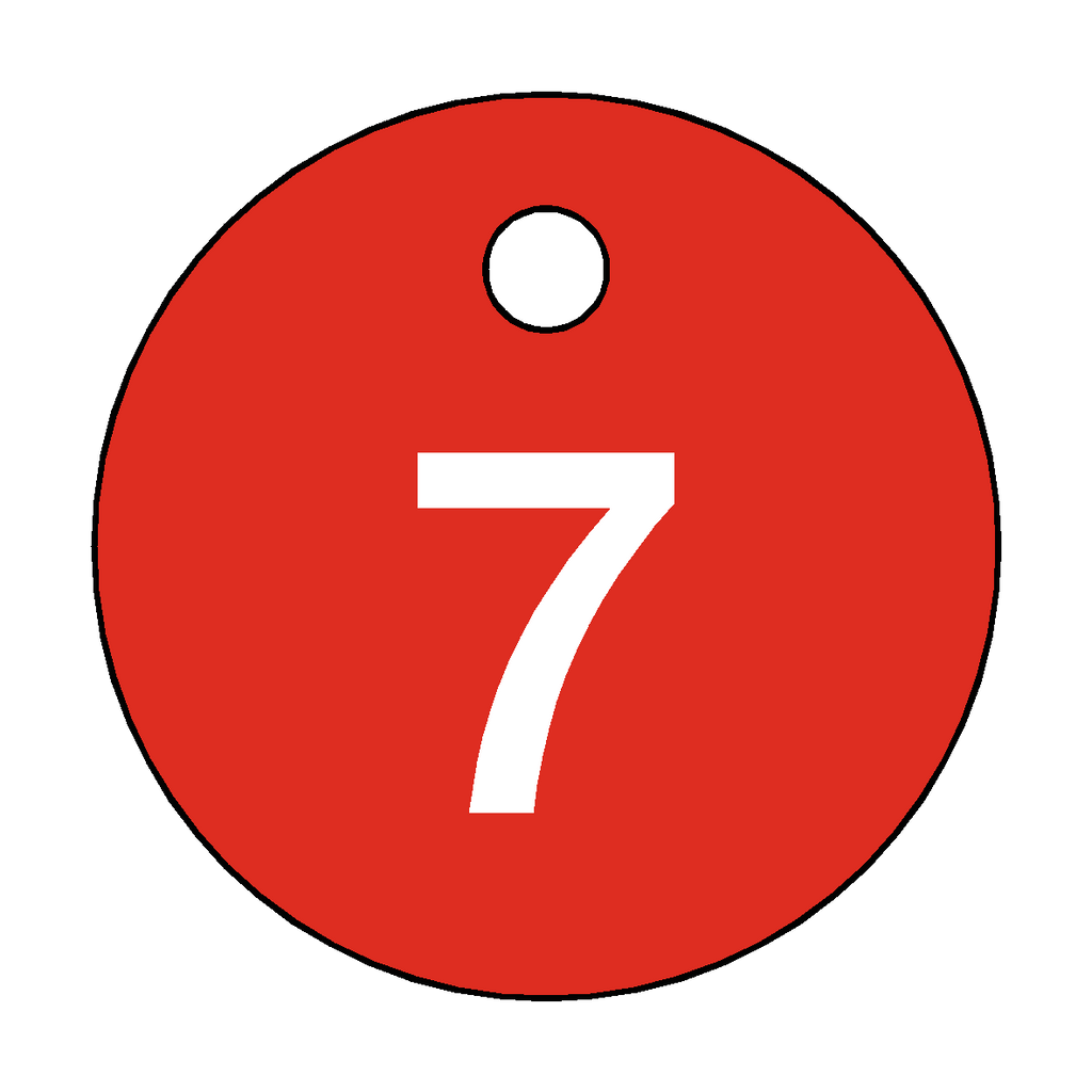 Traffolyte Red / White Number 7 Valve Tag