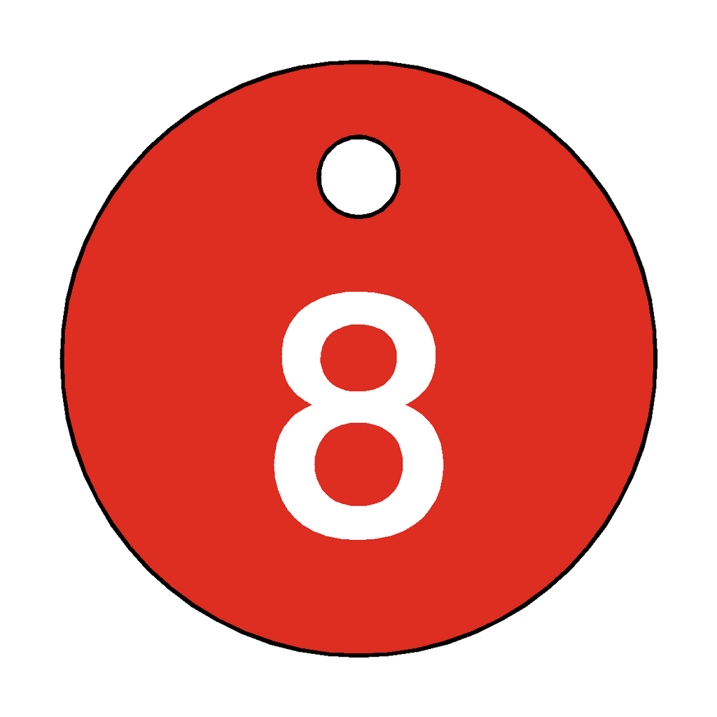 Traffolyte Red / White Number 8 Valve Tag