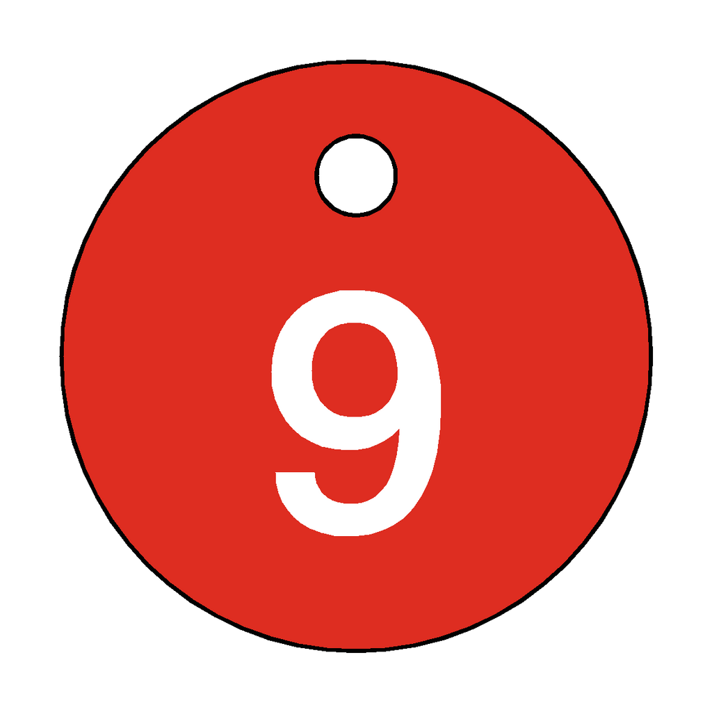 Traffolyte Red / White Number 9 Valve Tag