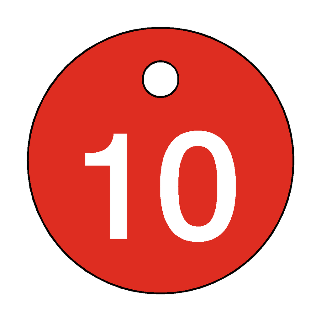 Traffolyte Red / White Number 10 Valve Tag