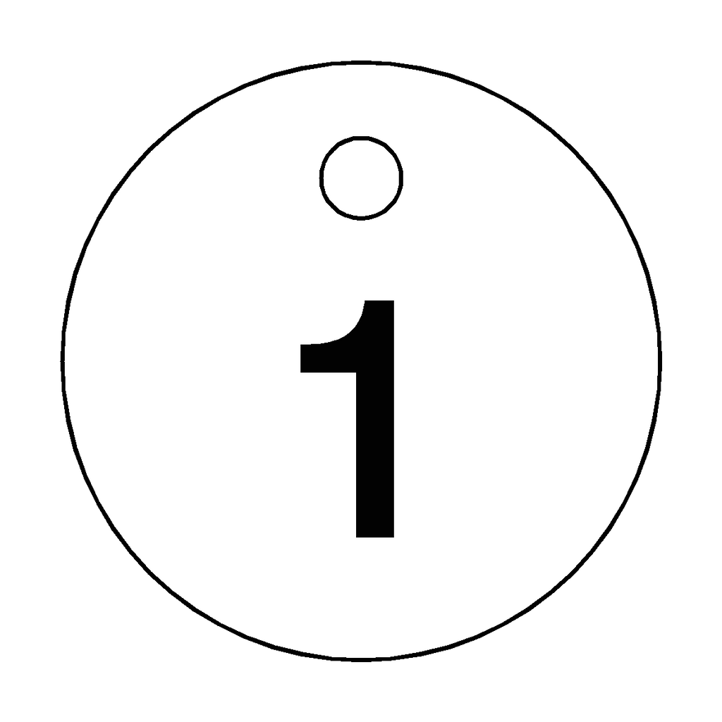 Traffolyte White / Black Number 1 Valve Tag